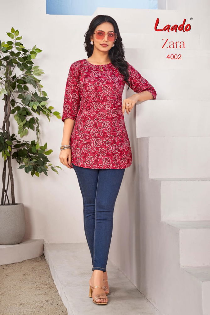 Zara Vol 4 By Laado Cotton Printed Ladies Top Wholesale Shop In Surat
